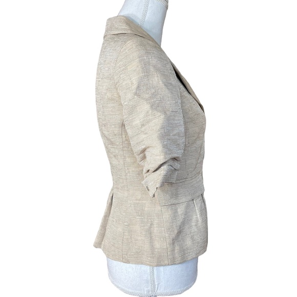 Elie Tahari Skirt Suit Set NEW S Short Puff Sleeve Notched Collar Linen Blend - Picture 8 of 16